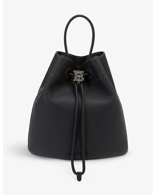Burberry Tb Small Leather Bucket Bag in Black | Lyst Canada