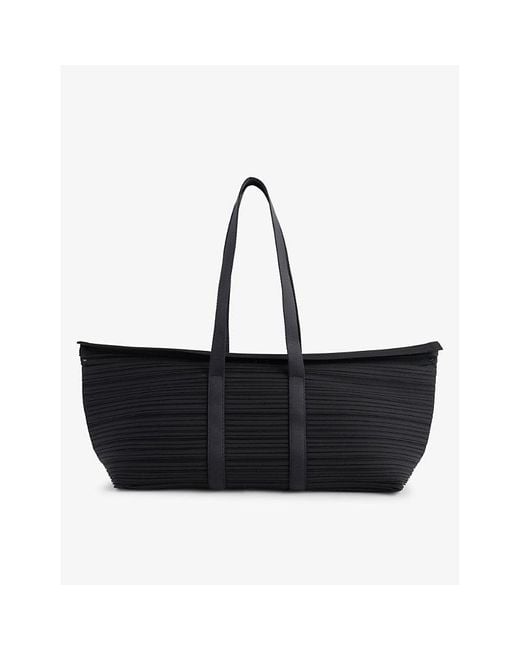 Pleats Please Issey Miyake Black Pleated Detachable-strap Knitted Shoulder Bag
