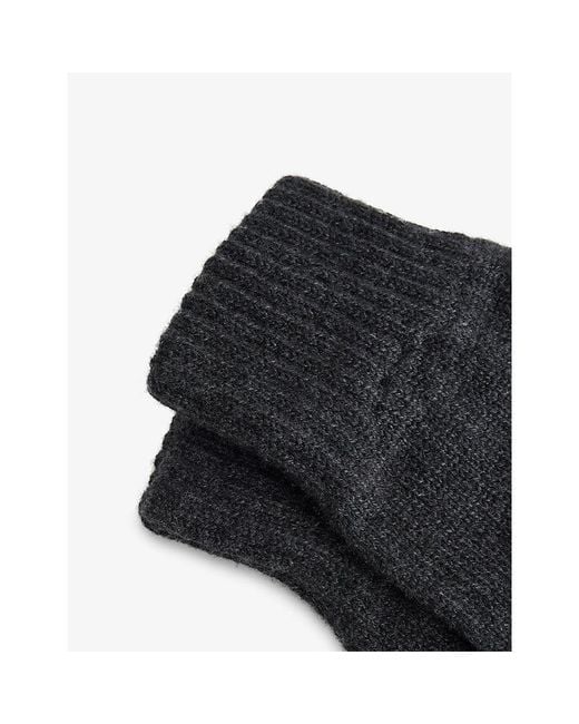 Sunspel Black Ribbed-Cuff Cashmere Gloves for men