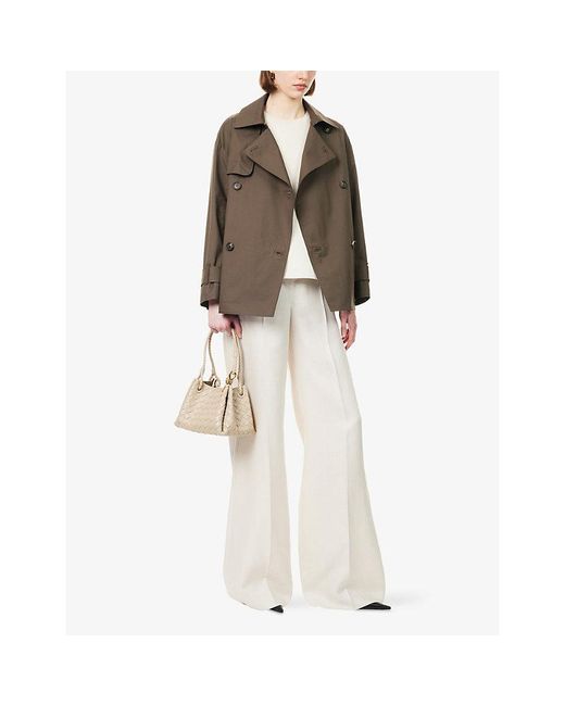 Max Mara White Wide-Leg Linen Trousers