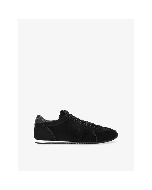 Kurt Geiger Black Drench Islington Velvet Low-Top Trainers
