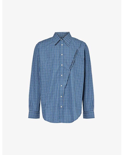 Y. Project Blue Evergreen Checked Organic-cotton Shirt for men