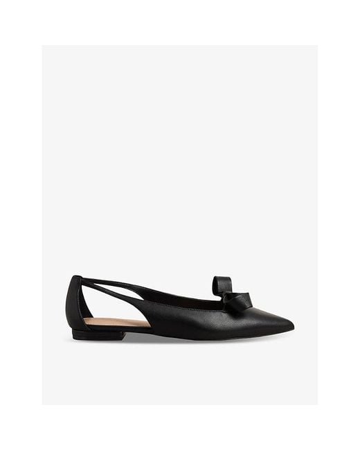 Ted Baker Black Marlini Bow-embellished Cut-out Leather Ballerina Flats