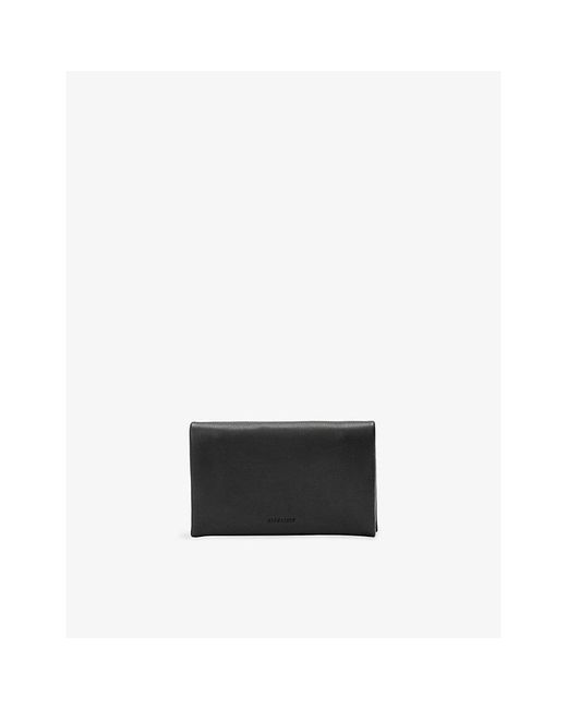 AllSaints Black Harluna Logo-Debossed Leather Wallet