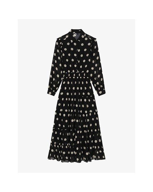 black sandals for dresses Stine Goya Long Sleeve Midi Dress Black Dots main image 1