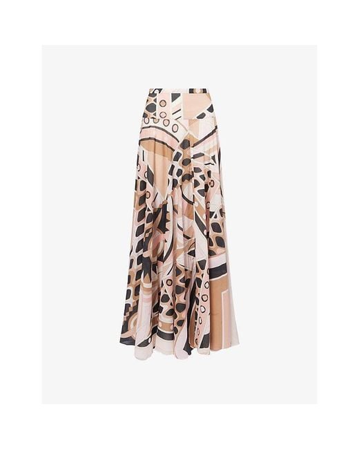 Emilio Pucci Natural Vivara Printed Cotton Maxi Skirt
