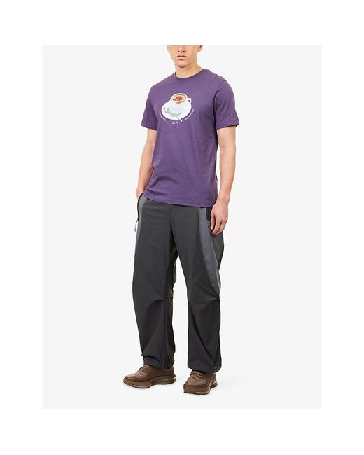 Nike Gray Wide-Leg Elasticated-Waist Stretch-Woven Trousers for men
