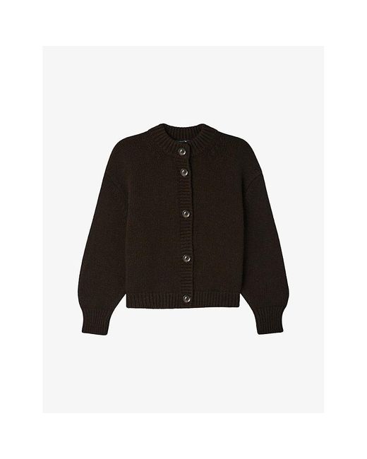 Soeur Black Leonard Button-Down Long-Sleeve Wool Cardigan