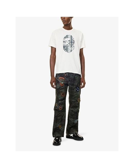 A Bathing Ape White Paisley Ape Head Graphic Cotton-Jersey T-Shirt for men