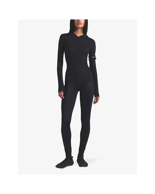 NikeSKIMS Blue Satin Shine High-Waist Bonded Leggings