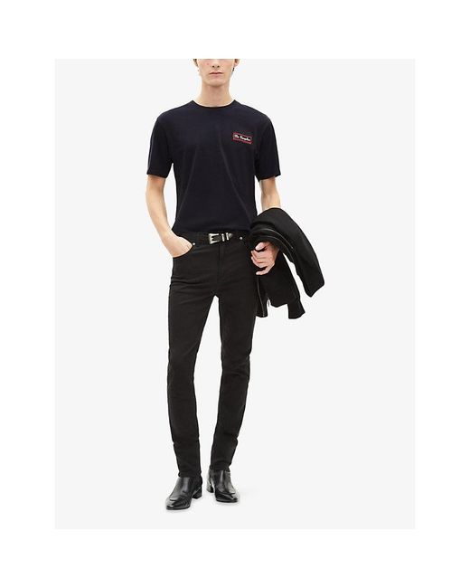 The Kooples Blue Graphic-Print Short-Sleeve Cotton T-Shirt for men