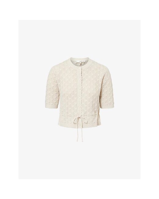 FRAME Natural The Clover Cashmere And Wool Cardigan