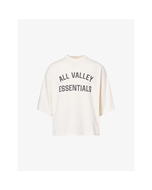 Fear Of God White Merch Text-Print Relaxed Cotton-Jersey T-Shirt for men