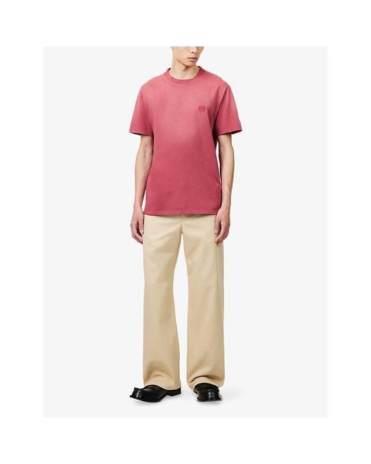 Loewe Pink Anagram-Embroidered Cotton T-Shirt for men