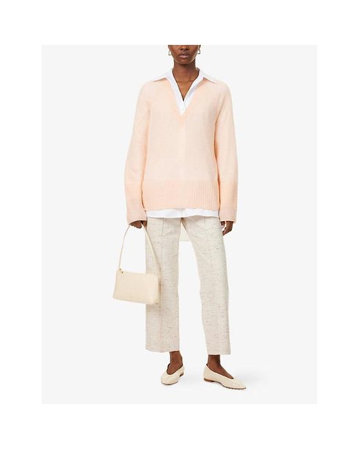 ME+EM Natural Cloud V-Neck Wool, Cashmere And Silk Jumper