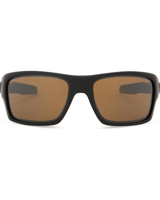 Oakley Matte Black Turbine Polarised Prizm Square-frame Wrap-around Sunglasses