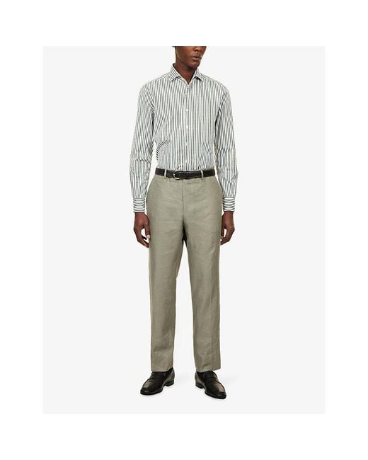 Corneliani Gray Striped Regular-Fit Cotton-Poplin Shirt for men