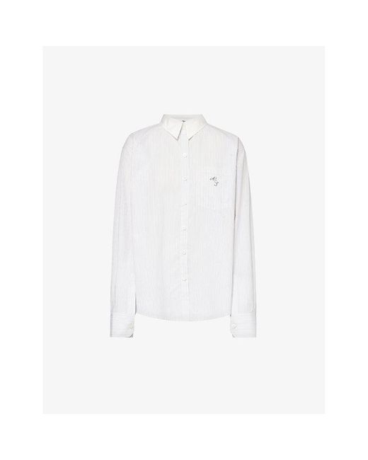 Acne White Saffron Logo-embroidered Cotton-poplin Shirt