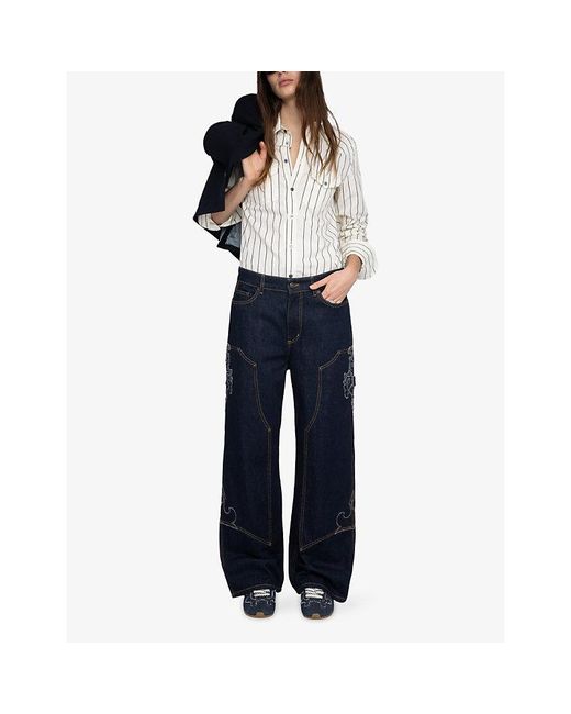 Zadig & Voltaire White Thelma Logo-Embellished Cotton-Poplin Shirt