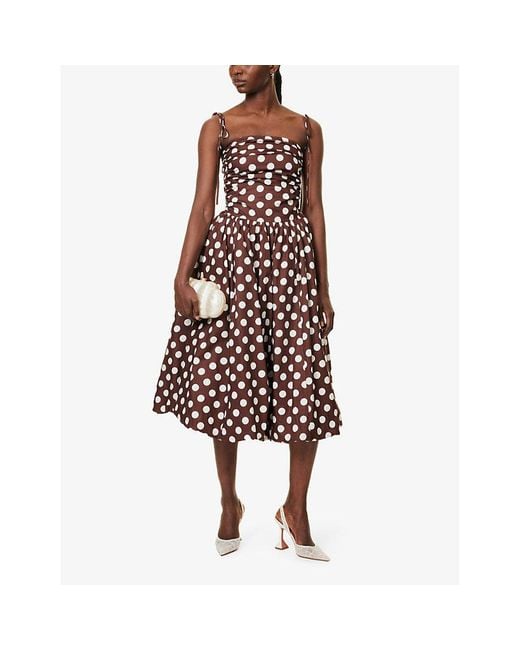 Amy Lynn White Alexa Polka-Dot Cotton-Poplin Midi Dress