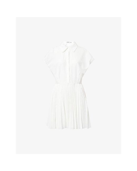Jonathan Simkhai White Selin Pleated Woven Mini Dress