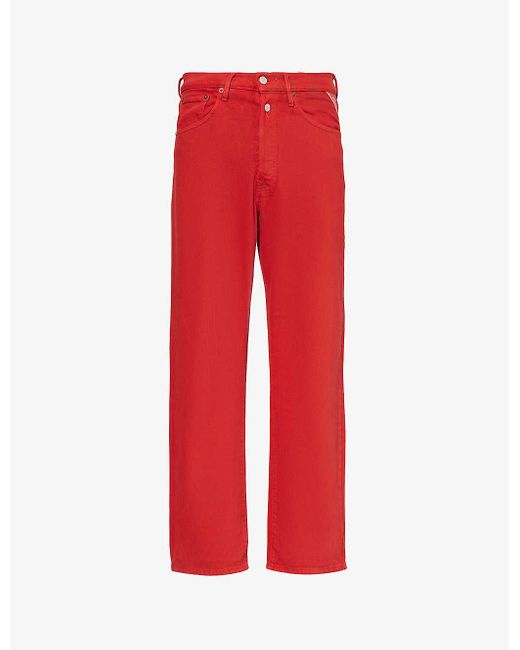 Replay Red 9zero1 Brand-patch Straight-leg Mid-rise Stretch-denim Jeans for men