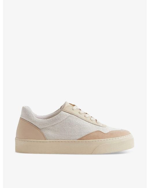 Reiss White Asha Canvas And Suede Low-top Trainers