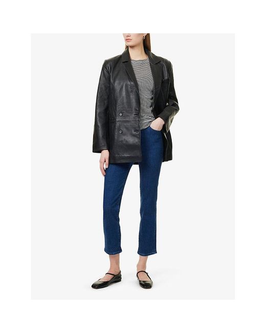 FRAME Blue The Pencil Crop Slim-Leg High-Rise Stretch Cotton-Blend Jeans