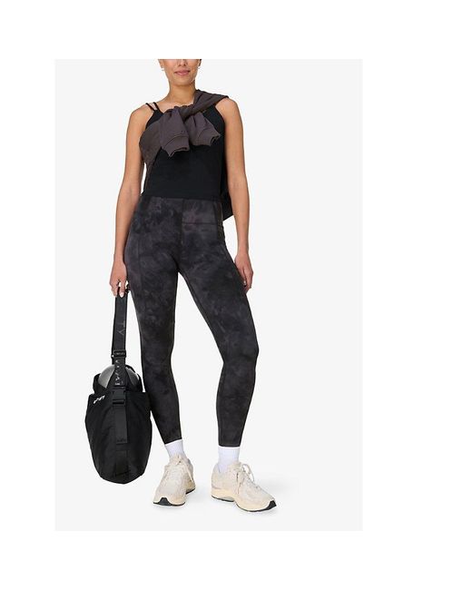 Sweaty Betty Black Super Soft Graphic-Print Stretch-Jersey Yoga Leggings
