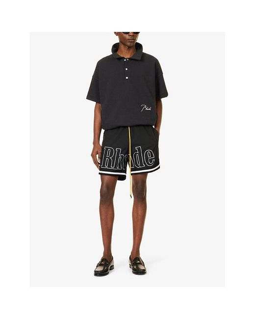 Rhude Black Basketball Brand-print Woven Shorts for men