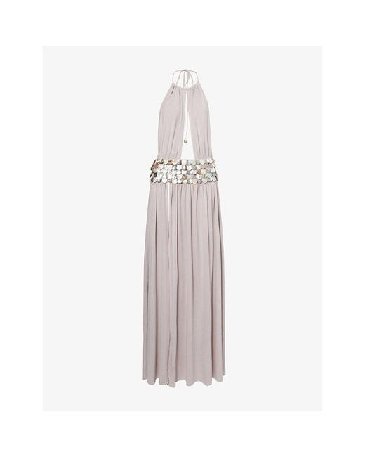 Jaded London Oryx Shell-Embellished Stretch-Jersey Maxi Dress in Gray | Lyst Jaded London Oryx Shell-Embellished Stretch-Jersey Maxi Dress in Gray | Lyst