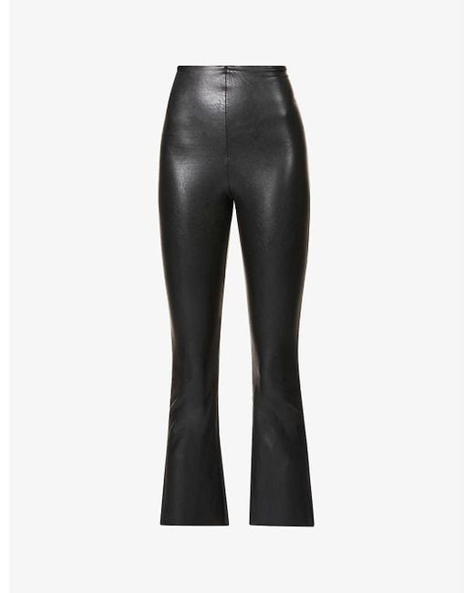 Commando Black Cropped Flared High-rise Faux-leather Trouser
