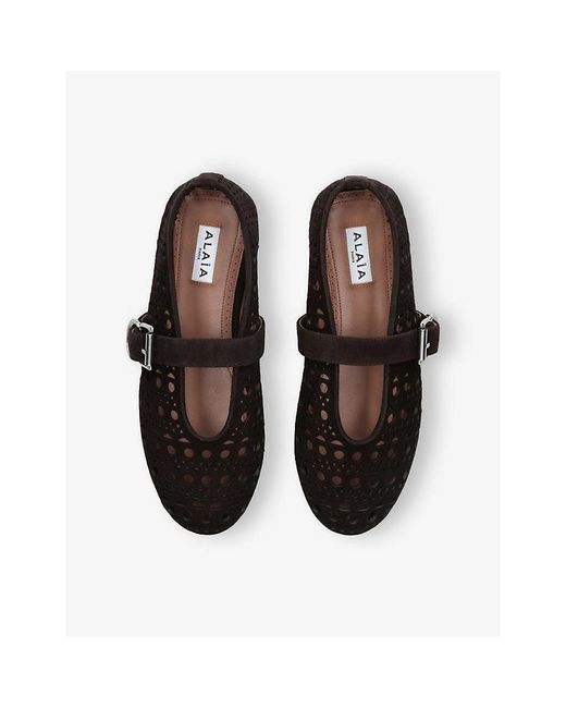 Alaïa Black Vienne Suede Ballet Flats