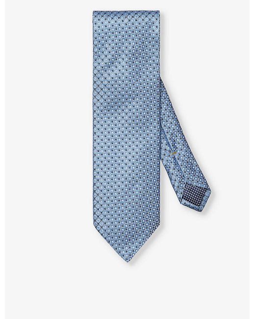 Eton of Sweden Blue Patterned Silk Tie for men