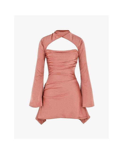 House Of Cb Toira Long-Sleeved Corseted Satin Mini Dress in Pink | Lyst UK House Of Cb Toira Long-Sleeved Corseted Satin Mini Dress in Pink | Lyst UK