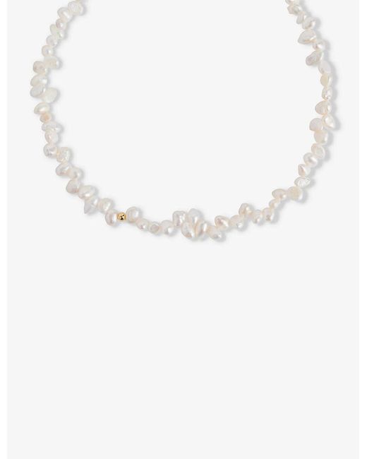 Anni Lu White Y Drop 18ct Yellow Gold-plated Brass And Freshwater Cultured S Necklace