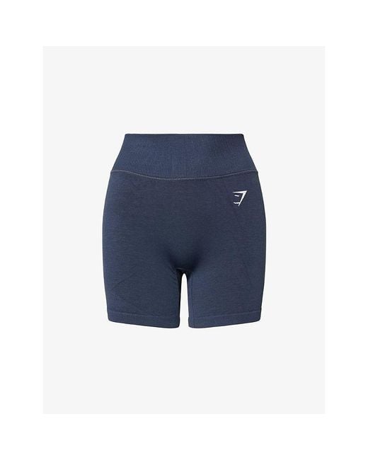 GYMSHARK Blue Interval Seamless Logo-Print Shorts