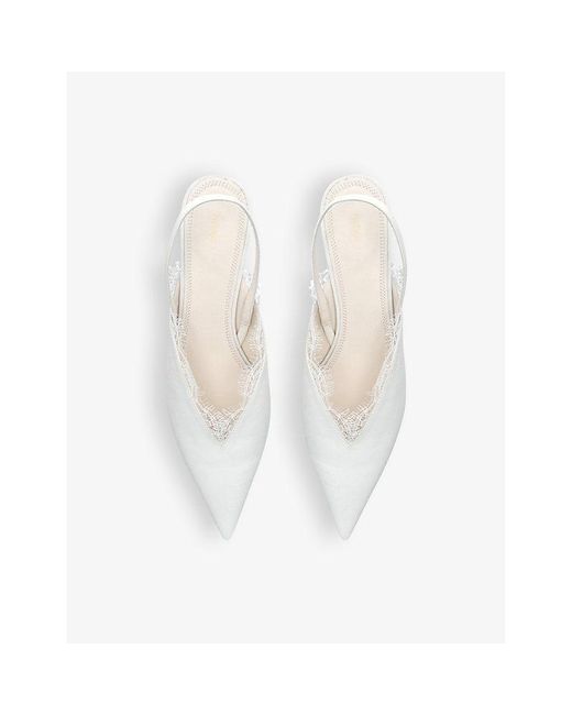 Neous White Irena Sling 80 Lace-Trim Satin Heeled Mules