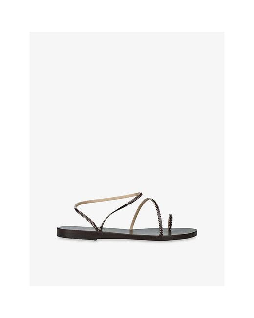 Ancient Greek Sandals White Eleftheria Stitch Leather Sandals