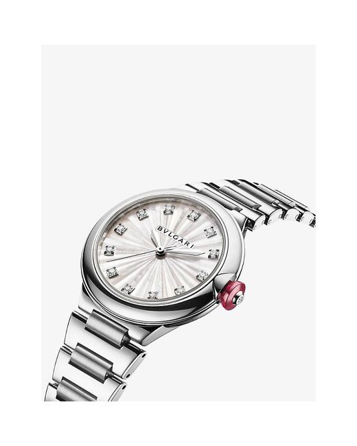 BVLGARI Metallic Re00006 Lvcea Stainless-steel And 0.22ct Diamond Automatic Watch