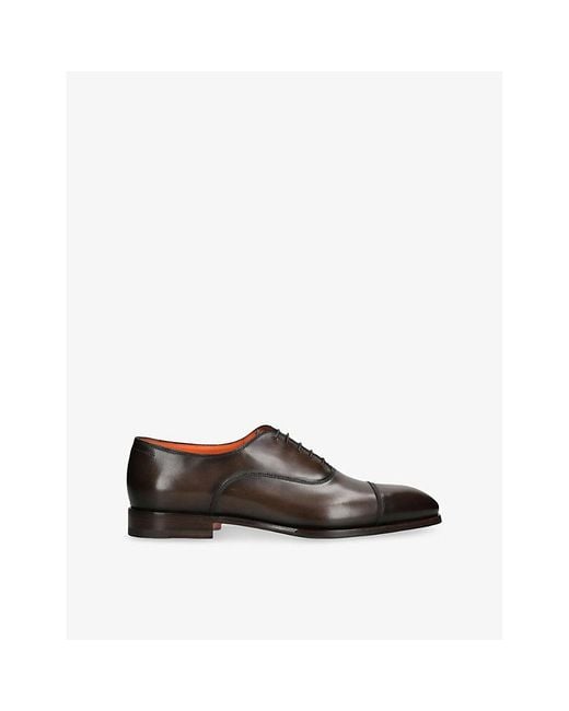 Santoni Brown Adrian Blake Leather Oxford Shoes for men
