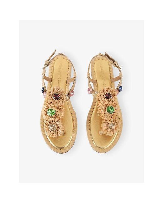 KG by Kurt Geiger Natural Revel Flat Raffia Sandals