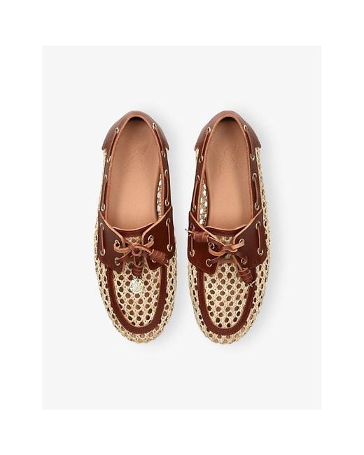 Ancient Greek Sandals Brown Pliaria Raffia And Leather Boat Shoes