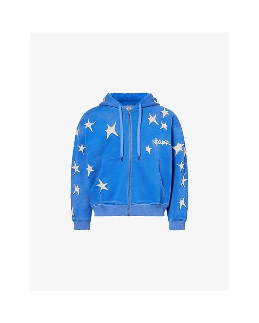 Kidsuper Blue Star-Embroidered Cotton Hoody for men
