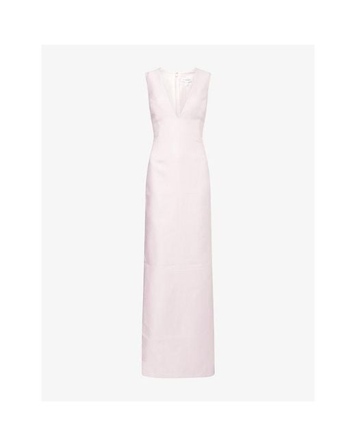 Shona Joy Pink Otis Plunge-Neck Cotton-Blend Maxi Dress