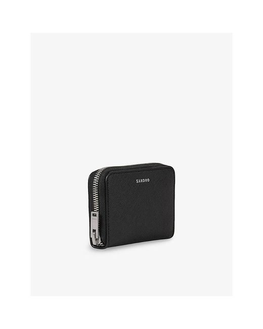 Sandro Black Zippd Cord Leather Wallet