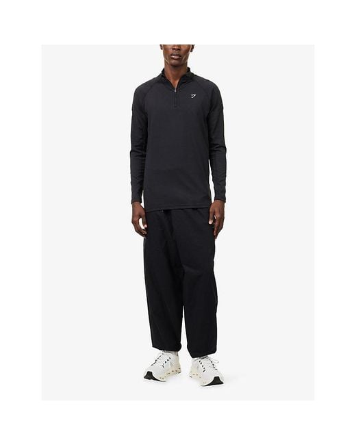 GYMSHARK Blue Performance 1/4 Zip Stretch-Jersey Top for men