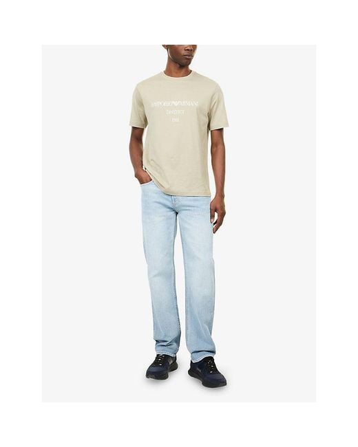 Emporio Armani Blue J76 Straight-Leg Stretch-Denim Jeans for men