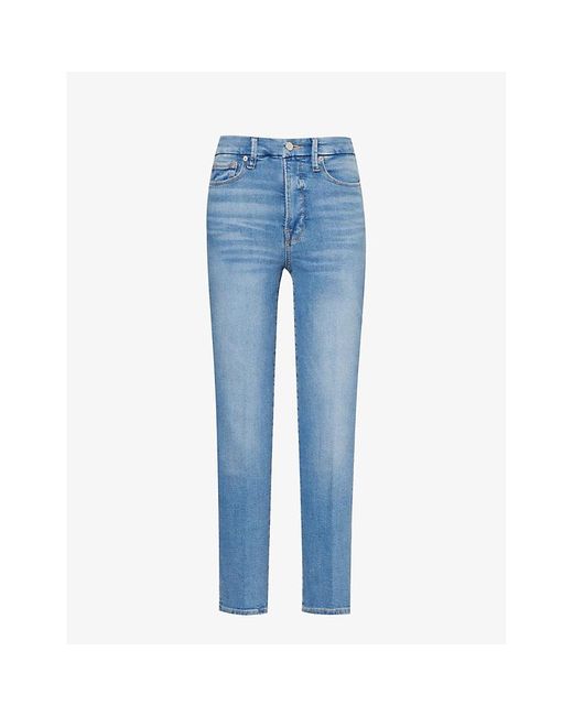 GOOD AMERICAN Blue Good Classic Contrast-stitch Slim-leg High-rise Stretch-organic Denim Jeans
