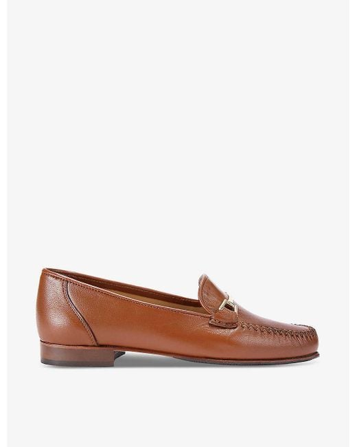 Carvela Kurt Geiger Brown Marina Chain-embellished Flat Leather Loafers